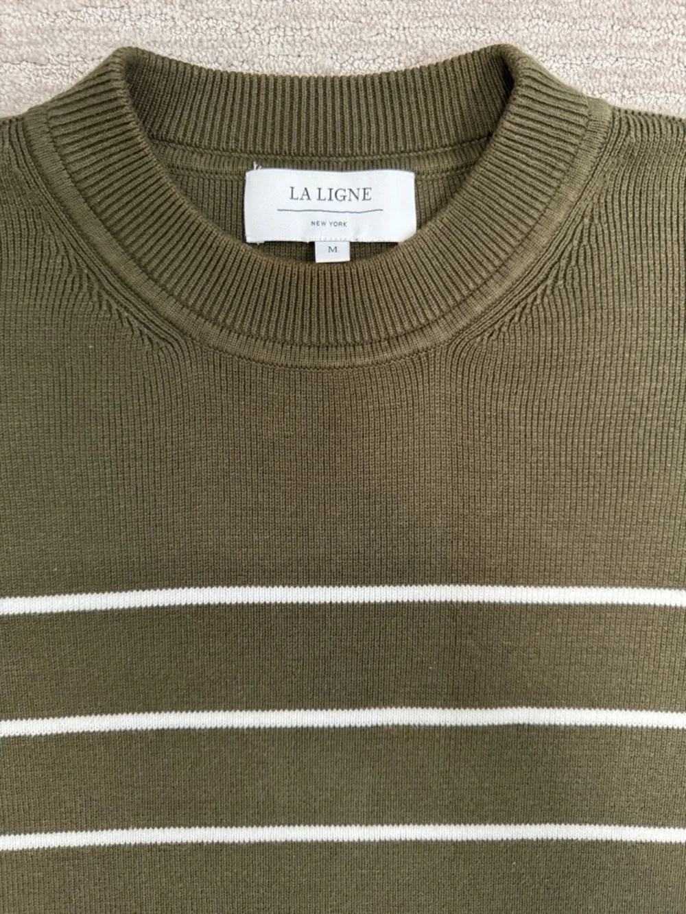 La Ligne Leo Sweater in Olive Stripe Size Medium - Picture 10 of 12